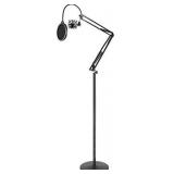 Pyle Microphone Boom Suspension Stand - Scissor Spring Arm Floor Mic Stand with Shock Mount & Pop Filter (PMKSH28),Black