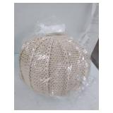 Tan Woven Pouf, Zipper Cover