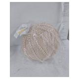 Tan Woven Pouf, Zipper Cover