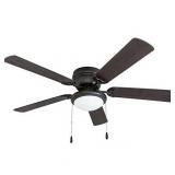 portage bay 50251 hugger 52" matte black west hill ceiling fan with bowl light kit