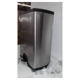 simplehuman 46-Liter Brushed Stainless Steel Dual Recycler Step Trash Can, Has A Dent On The Side