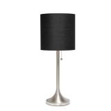 Simple Designs - Tapered Table Lamp with Fabric Drum Shade - Brushed Nickel/Black