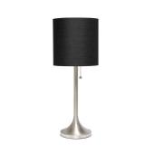 Simple Designs - Tapered Table Lamp with Fabric Drum Shade - Brushed Nickel/Black