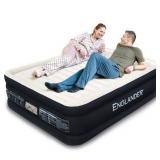 Englander First Ever Microfiber Queen Air Mattress, Luxury Microfiber airbed with Built in Pump, Highest End Blow Up Bed, Inflatable Air Mattresses for Guests Home Travel (Black) Black / C