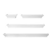 Melannco Floating Wall Mount Molding Ledge Shelves, Set of 4, White