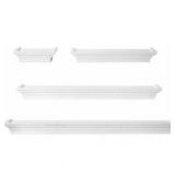 Melannco Floating Wall Mount Molding Ledge Shelves, Set of 4, White