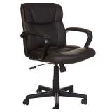 Basics Leather-Padded, Ergonomic, Adjustable, Swivel Office Desk Chair with Armrest, Brown