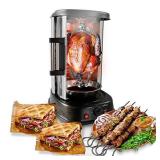 NutriChef Countertop Vertical Rotating Oven - Rotisserie Shawarma Machine, Kebob Machine, Stain Resistant & Energy Efficient W/ Heat Resistant Door, Includes Kebob Rack with 7 Skewers (PKRTVG34)