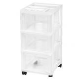 IRIS USA Medium 3-Drawer Cart with Organizer Top, White