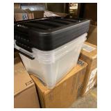 IRIS USA TB Clear Plastic Storage Bin Tote Organizing Container with Durable Lid and Secure Latching Buckles, 32 Qt, 3 Count