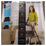 Medline Steel Rollator Walker, Folding Rolling Walker, 6" Wheels, 350lb Weight Capacity, Burgundy Red Frame