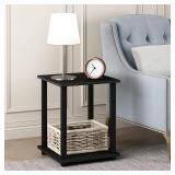 Furinno 12127EX/BK Simplistic End Table, Set of Two, Espresso/Black