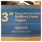 Memory Foam Mattress Topper 3-Inch Egg Crate Cooling Pad Home Bedroom Queen Size