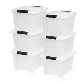 IRIS USA TB-17 19 Quart Stack & Pull Box, Multi-Purpose Storage Bin, 6 Pack, Pearl