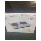 CUSIMAX 1800W Ceramic Electric Hot Plate for Cooking, Dual Control Infrared Cooktop, Portable Countertop Burner, Glass Plate Electric Cooktop, Silver, Stainless Steel-Upgraded Version