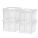 IRIS Dual Purpose Letter and Legal Size File Box, 4 Pack, Clear