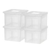 IRIS Dual Purpose Letter and Legal Size File Box, 4 Pack, Clear