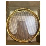 RATTAN DECORATIVE TRAY WITH NATURAL WOOD