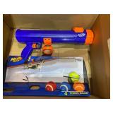 GIFT SET: 20in Blaster & 4 Tennis Balls - Blue/Orange/Gray, and Blue, Green, Orange and Red