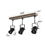 LNC Adjustable Track Lighting Fixture Farmhouse 3 Heads Ceiling Spotlight for Kitchen, Dining & Living Room, Foyer and Cloakroom, Wall, Wood & Black