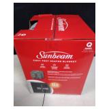 Queen Electric Velvet Bed Blanket with Heated Foot Gray - Sunbeam