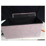 Plush Pink Fold Out Storage Ottoman