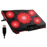 KLIM Cyclone Laptop Cooling Pad - 5 Fans Cooler - No More Overheating - Increase Your PC Performance and Life Expectancy - Ventilated Support for Laptop - Gaming Stand to Reduce Heating (Red)