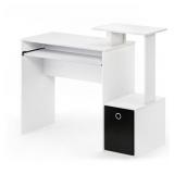 Furinno Econ Multipurpose Home Office Computer Writing Desk w/Bin, White, Natural