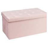 Plush Pink Fold Out Storage Ottoman
