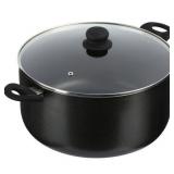 Imusa 12.7Qt Nonstick Charcoal Stock Pot with Glass Lid and Steam Vent, Black