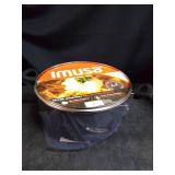 Imusa 12.7Qt Nonstick Charcoal Stock Pot with Glass Lid and Steam Vent, Black