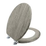 Home+Solutions Round Distressed Wood Decorative Toilet Seat, Gray