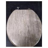 Home+Solutions Round Distressed Wood Decorative Toilet Seat, Gray
