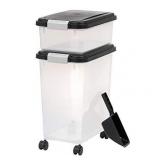 IRIS USA, Inc. Airtight Pet Food and Treat Storage Container Combo, Gray, black (500090)