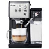 Mr. Coffee - Espresso Machine with 19 bars of pressure and Milk Frother - Stainless Steel