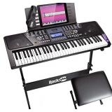 RockJam RJ561-SK 61 Key LCD Display Electronic Keyboard Piano Super Kit Black - Retail: $159.50
