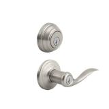 Kwikset 991 Tustin Keyed Door Lever and Sgl Cyl Deadbolt Combo Pack in Satin Nickel