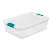 Sterilite 501864 32 qt Latching Box with White Lid & Blue Latches