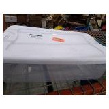 Sterilite 501864 32 qt Latching Box with White Lid & Blue Latches