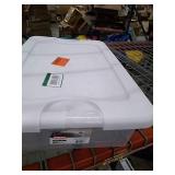 Sterilite 501864 32 qt Latching Box with White Lid & Blue Latches