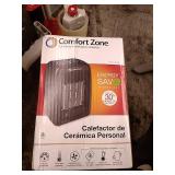Comfort Zone 750/1500-Watt Energy Save Ceramic Heater, Black
