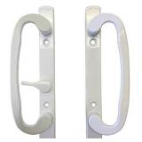 Sliding Glass Patio Door Handle Set, Mortise Type, White, 3-15/16" Screw Holes,| for Right- or Left-Handed Doors | Thumbturn in The"B" (Offset) Position