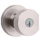 Pismo Round Keyed Entry Knob featuring SmartKey Securityâ¢ in Satin Nickel
