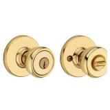 Kwikset Tylo Keyed Entry Door Knob in Polished Brass