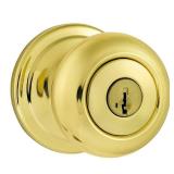Kwikset Juno Keyed Entry Knob Featuring SmartKey Securityâ¢ In Polished Brass Model # 97402-734