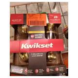 Kwikset 991 Juno Keyed Door Knob and Sgl Cyl Deadbolt Combo Pack in Polished Brass