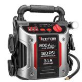 Vector 800 Peak Amp Jump Starter, 120 PSI Air Compressor, Three USB Charging Ports, Rechargeable