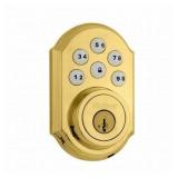 Kwikset 909 Smartcode Traditional Electronic Deadbolt Featuring SmartKey Securityâ¢ In Polished Brass Model # 99090-017