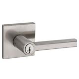 Kwikset Halifax Square Keyed Entry Lever featuring SmartKeyÂ® in Satin Nickel