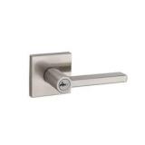 Kwikset Halifax Square Keyed Entry Lever featuring SmartKeyÂ® in Satin Nickel